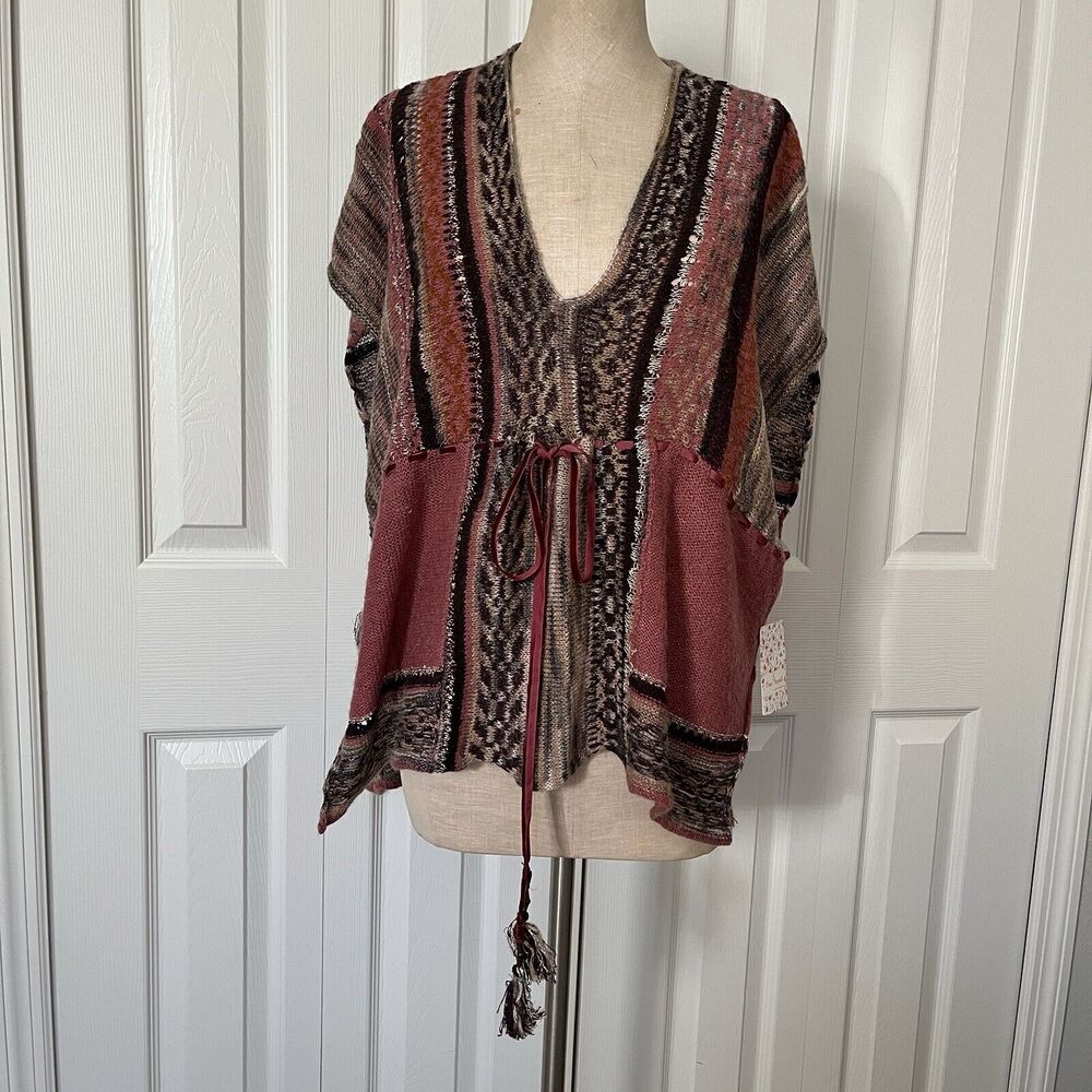Free People Boho sleeveless slouchy knitted top, tassels, size XS, NWT